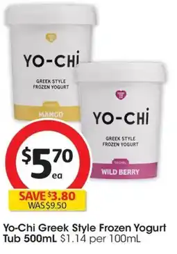 Coles Yo-Chi Greek Style Frozen Yogurt Tub offer