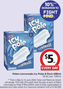 Coles Peters Lemonade Icy Poles offer