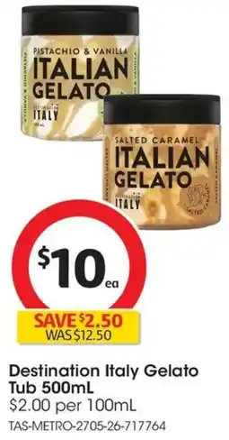Coles Destination Italy Gelato Tub offer