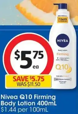 Coles Nivea Q10 Firming Body Lotion offer