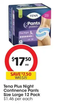 Coles Tena Plus Night Continence Pants offer