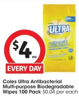 Coles Coles Ultra Antibacterial Multi-purpose Biodegradable Wipes offer