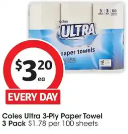 Coles Coles Ultra 3-Ply Paper Towel offer