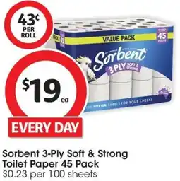 Coles Sorbent 3-Ply Soft & Strong Toilet Paper offer