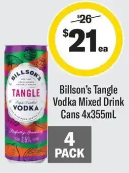 Coles Billson's Tangle Vodka Mixed Drink Cans offer