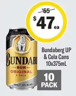 Coles Bundaberg UP & Cola Cans offer