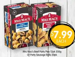 Spudshed Mrs Macs Beef Party Pies Or Party Sausage Rolls offer