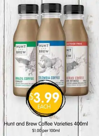 Spudshed Hunt and Brew Coffee Varieties offer