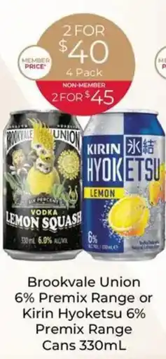 Porters Brookvale Union 6% Premix Range or Kirin Hyoketsu 6% Premix Range Cans offer