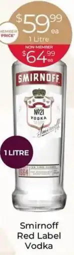 Porters Smirnoff red label vodka offer