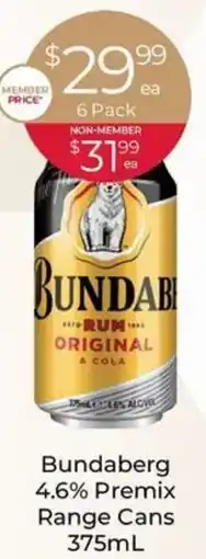 Porters Bundaberg 4.6% Premix Range Cans offer