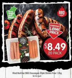 Spudshed Mad butcher bbq sausages gluten free offer