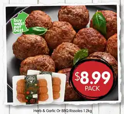 Spudshed Herb & garlic or bbq rissoles offer