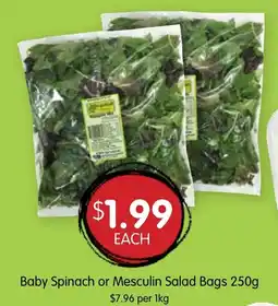Spudshed Baby Spinach or Mesculin Salad Bags offer