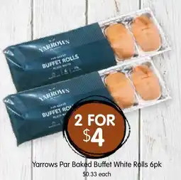 Spudshed Yarrows Par Baked Buffet White Rolls offer