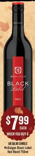 Spudshed McGuigan Black Label Red Blend offer
