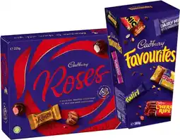 IGA Cadbury Favourites 264‑265g or Roses Chocolate Box 225g Selected Varieties offer