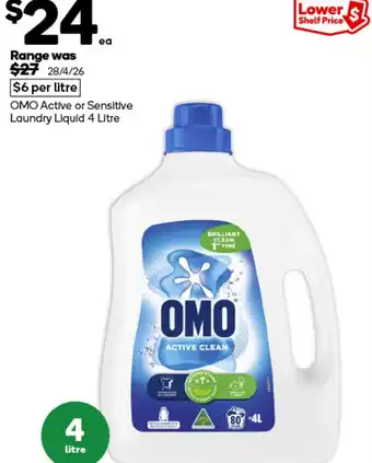 Woolworths Omo active or sensitive laundry liquid offer