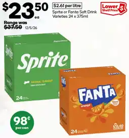 Woolworths Sprite or Fanta Soft Drink Varieties offer