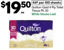 Woolworths Quilton Gold 4 Ply Toilet Tissue offer
