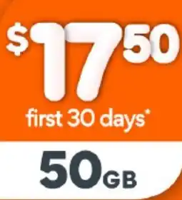 Woolworths First 30 days 50 GB offer