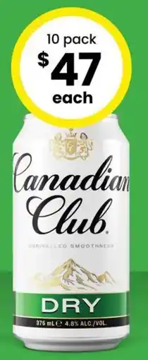 The Bottle O Canadian Club 4.8% Premix Range Cans offer