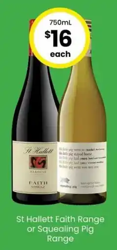 The Bottle O St Hallett Faith Range or Squealing Pig Range offer