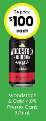 The Bottle O Woodstock & Cola 4.8% Premix Cans offer