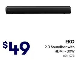 Woolworths 2.0 soundbar with hdmi 30w offer