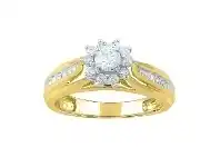 Bevilles Jewellery 9ct Yellow Gold 0.41ct Diamond Brilliant Flower Ring - L offer