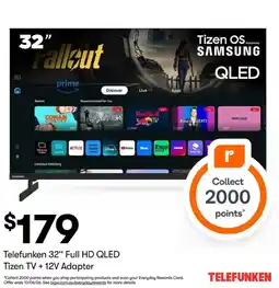 BIG W Telefunken 32 full hd qled tizen tv +12v adapter offer