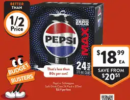 Foodworks Pepsi or Schweppes Soft Drink Cans offer