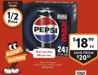 Pepsi or Schweppes Soft Drink Cans