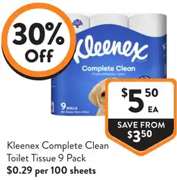 Foodworks Kleenex Complete Clean Toilet Tissue offer