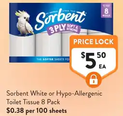 Foodworks Sorbent White or Hypo Allergenic Toilet Tissue offer