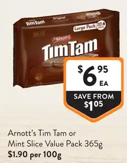 Foodworks Arnotts Tim Tam or Mint Slice Value Pack offer