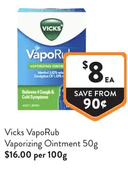 Foodworks Vicks VapoRub Vaporizing Ointment offer