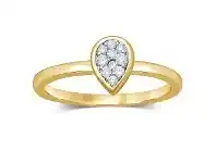 Bevilles Jewellery Meera Bezel Pear Shape Ring with 0.10ct of Laboratory Grown Diamonds in 9ct Yellow Gold - Q offer
