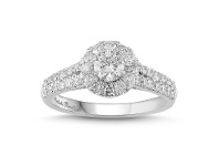 Bevilles Jewellery Love by Michelle Beville Halo Solitaire Ring with 1.00ct of Diamonds in 18ct White Gold - M offer