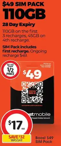 Coles Boost $49 SIM Pack offer