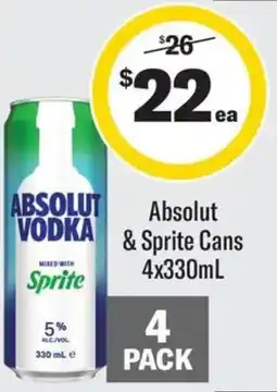 Coles Absolut & Sprite Cans offer