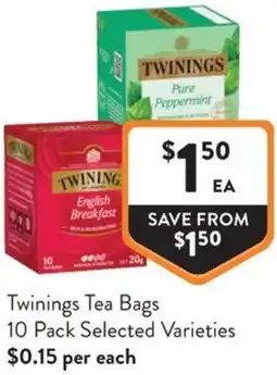 Foodworks Twinings Tea Bags 10 Pack Selected Varieties offer