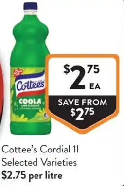 Foodworks Cottee's Cordial offer