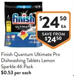 Foodworks Finish Quantum Ultimate Pro Dishwashing Tablets Lemon Sparkle offer