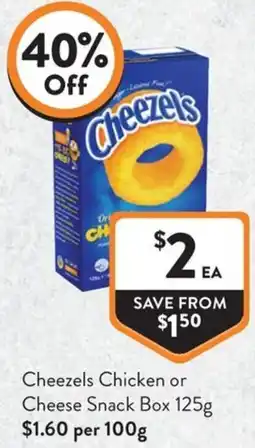 Foodworks Cheezels Chicken or Cheese Snack Box offer