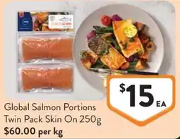 Foodworks Global Salmon Portions Twin Pack Skin On offer