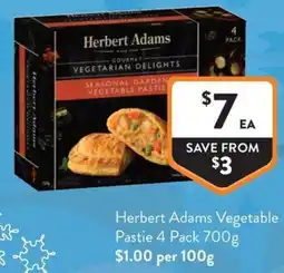 Foodworks Herbert Adams Vegetable Pastie 4 Pack offer
