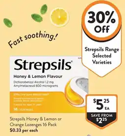 Foodworks Strepsils Honey & Lemon or Orange Lozenges offer