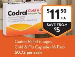 Foodworks Codral Relief 6 Signs Cold & Flu Capsules offer