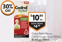 Foodworks Codral Relief Mucus Cold & Cough Liquid offer